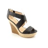 INC International Concepts Carlin Open Toe Wedge Sandals Shoes Black Womens