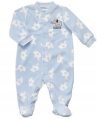Stay calm. He'll be cozy and peaceful in this precious elephant-print footed coverall from Carter's. Stay calm. He'll be cozy and peaceful in this precious elephant-print footed coverall from Carter's.