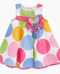There will be no mistaking who the birthday girl is in this fantastically festive party dress by Bonnie Baby. There will be no mistaking who the birthday girl is in this fantastically festive party dress by Bonnie Baby.