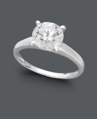 The perfect statement. A solitaire Swarovski zirconia (3-1/3 ct. t.w.) says it all in this timelessly elegant piece by Arabella. Crafted in 14k white gold. The perfect statement. A solitaire Swarovski zirconia (3-1/3 ct. t.w.) says it all in this timelessly elegant piece by Arabella. Crafted in 14k white gold.
