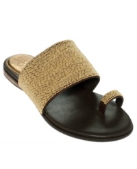 Classically beautiful, the Vince Camuto Athens Sandals feature a delicately beaded upper, fun toe thong and versatile flat profile. Classically beautiful, the Vince Camuto Athens Sandals feature a delicately beaded upper, fun toe thong and versatile flat profile.
