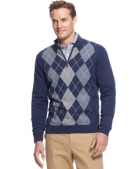 Style takes a scholarly turn with this handsome argyle sweater from Tasso Elba. Style takes a scholarly turn with this handsome argyle sweater from Tasso Elba.