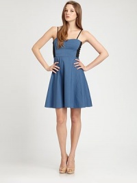 It all begins with the beloved sweetheart neckline. This dress also features seamed bust details, a flattering Empire waist and fashion-forward contrasting straps and insets.Seamed, sweetheart necklineAdjustable strapsEmpire waistContrasting detailsFully linedAbout 36 from shoulder to hem64% ramie/32% viscose/4% elastaneDry cleanImported Model shown is 5'9½ (176cm) wearing US size 4. OUR FIT MODEL RECOMMENDS ordering true size. It all begins with the beloved sweetheart neckline. This dress also features seamed bust details, a flattering Empire waist and fashion-forward contrasting straps and insets.Seamed, sweetheart necklineAdjustable strapsEmpire waistContrasting detailsFully linedAbout 36 from shoulder to hem64% ramie/32% viscose/4% elastaneDry cleanImported Model shown is 5'9½ (176cm) wearing US size 4. OUR FIT MODEL RECOMMENDS ordering true size.
