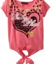 Baby Phat - Kids Girls 7-16 Print Tee With Tie Front, Pink Glow, Large