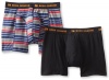HUGO BOSS Men's striped Innovation 2 Pack Cyclist Boxer, Black/Multicolored, XX-Large