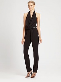 The ultimate wardrobe staple, tailored with a sleek silhouette and an artfully draped halter neckline.Surplice halter necklinePull-on styleAbout 65 long60% triacetate/40% polyesterDry cleanImportedModel shown is 5'9½ (176cm) wearing US size 4. The ultimate wardrobe staple, tailored with a sleek silhouette and an artfully draped halter neckline.Surplice halter necklinePull-on styleAbout 65 long60% triacetate/40% polyesterDry cleanImportedModel shown is 5'9½ (176cm) wearing US size 4.