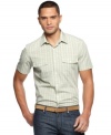 Get checked out in this summer ready shirt from Perry Ellis.