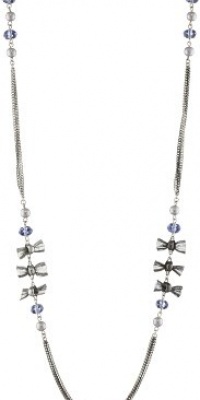 Betsey Johnson Iconic Bonjour Butterfly Bow and Bead Multi-Chain Long Necklace