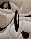 New City Brand New Contemporary Brown and Beige Modern Wavy Circles Area Rug 5'2 x 7'3