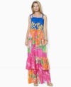 Rendered in airy cotton voile for a full, floaty silhouette, Lauren by Ralph Lauren's vibrant maxi dress is designed with a flattering smocked bodice and a two-tiered ruffled hem for whimsical appeal.