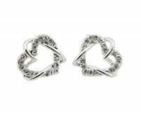 Elegant 2 Hearts 925 Silver Plated Stud Earrings with Cute Delicate Gift Bag and Silver Polishing Cloth Elegant 2 Hearts 925 Silver Plated Stud Earrings with Cute Delicate Gift Bag and Silver Polishing Cloth