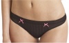 Betsey Johnson Women's Stocking Stripe Low Rise Thong - 722803,Raven Black,Small