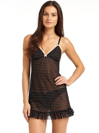 THE LOOKMesh design with heart printAdjustable shoulder strapsContrast ruffle trim and bow detailsEmpire waistRuffle hemTHE FITAbout 29 from shoulder to hemTHE MATERIAL94% polyamide/6% elastaneCARE & ORIGINHand washImported THE LOOKMesh design with heart printAdjustable shoulder strapsContrast ruffle trim and bow detailsEmpire waistRuffle hemTHE FITAbout 29 from shoulder to hemTHE MATERIAL94% polyamide/6% elastaneCARE & ORIGINHand washImported