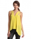 BCBGMAXAZRIA Women's Avalyn Woven Sportswear Top, Light Lemongrass, Medium