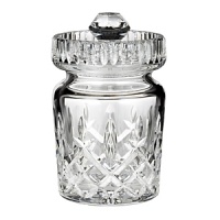 A jam jar in sublime crystal hosts jellies and preserves and makes a graceful and elegant display in your home.