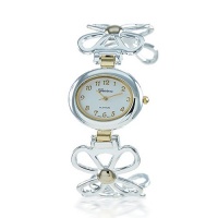 Bling Jewelry Geneva Two Tone Daisy Flower Fashion Cuff Watch Bling Jewelry Geneva Two Tone Daisy Flower Fashion Cuff Watch