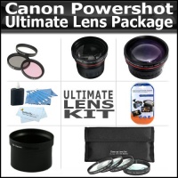Ultimate Lens Package For Canon Powershot G12 G10 G11 Includes HD Wide Angle Lens + 3.5X Telephoto Lens + 3 Piece Filter Kit + 4 Piece Close Up Macro Lens Set With 10+ Macro Lens + Extras Ultimate Lens Package For Canon Powershot G12 G10 G11 Includes HD Wide Angle Lens + 3.5X Telephoto Lens + 3 Piece Filter Kit + 4 Piece Close Up Macro Lens Set With 10+ Macro Lens + Extras