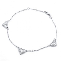 Bling Jewelry CZ Pave Multi Heart Sterling Silver Anklet 9 Inch Bling Jewelry CZ Pave Multi Heart Sterling Silver Anklet 9 Inch