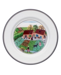 A family tends the fields and farm together on this Design Naif bread and butter plate, featuring premium Villeroy & Boch porcelain. A family tends the fields and farm together on this Design Naif bread and butter plate, featuring premium Villeroy & Boch porcelain.