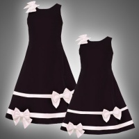 Size-4 RRE-46240H BLACK IVORY SATIN VELVET BOWS and BANDS Special Occasion Wedding Flower Girl Holiday Pageant Party Dress,H346240 Rare Editions LITTLE GIRLS