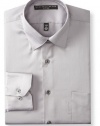 Geoffrey Beene Men's Fitted Sateen Dress Shirt, Gray, 17/34-35
