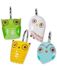 Hoo says owls only come out at night? Wise up to the new look in bath with the Give a Hoot shower curtain hooks, featuring whimsical owl shapes in a palette that's just right, morning or midnight. Hoo says owls only come out at night? Wise up to the new look in bath with the Give a Hoot shower curtain hooks, featuring whimsical owl shapes in a palette that's just right, morning or midnight.