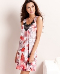 Pretty bright patterns make the One World sleeveless v-neck chemise a charming nightwear winner. Pretty bright patterns make the One World sleeveless v-neck chemise a charming nightwear winner.