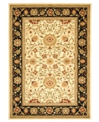 A fine finish for your living space. This Safavieh area rug comes alive with beautiful floral, vine and latticework detailing, all captured on a stunning ivory ground surrounded by a rich red border. Crafted from soft polypropylene, this rug radiates timeless allure with the added convenience of easy-care construction. A fine finish for your living space. This Safavieh area rug comes alive with beautiful floral, vine and latticework detailing, all captured on a stunning ivory ground surrounded by a rich red border. Crafted from soft polypropylene, this rug radiates timeless allure with the added convenience of easy-care construction.
