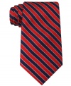 A sea of stripes make a swimming addition to this sharp silk tie from Nautica.