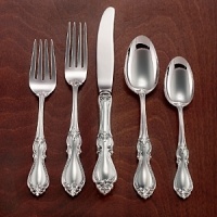 Old World elegance is captured beautifully in the Queen Elizabeth Sterling Silver pattern from Towle which features detailed scrollwork and graceful lines. Sterling Silver Flatware is not returnable or exchangeable.