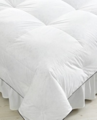 Simply soothing. Sleep peacefully in pure luxury with this down comforter from Pacific Coast, featuring a lightweight batiste weave that is exceptionally soft and delicate to the touch. A 15 inch sewn through box construction with Comforter Lock® Border stops the fill from shifting and keeps more down in the center for the ultimate in bedding bliss. Simply soothing. Sleep peacefully in pure luxury with this down comforter from Pacific Coast, featuring a lightweight batiste weave that is exceptionally soft and delicate to the touch. A 15 inch sewn through box construction with Comforter Lock® Border stops the fill from shifting and keeps more down in the center for the ultimate in bedding bliss.
