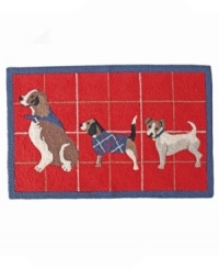 Put a bit of pep in your step with this adorable Holiday Dog accent rug. Features a trio of cute pups with a red plaid backdrop to fill your home with some holiday cheer. Put a bit of pep in your step with this adorable Holiday Dog accent rug. Features a trio of cute pups with a red plaid backdrop to fill your home with some holiday cheer.