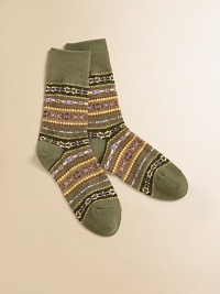 Colorful pattern is woven with a luxurious blend of stretch cotton.Mid-calf height45% cotton/44% nylon/8% other fibers/2% rubber/1% spandexMachine washImported Colorful pattern is woven with a luxurious blend of stretch cotton.Mid-calf height45% cotton/44% nylon/8% other fibers/2% rubber/1% spandexMachine washImported