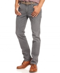 No need to feel bad about a grey day. These jeans from Hugo Boss are a tonal change for your denim. No need to feel bad about a grey day. These jeans from Hugo Boss are a tonal change for your denim.