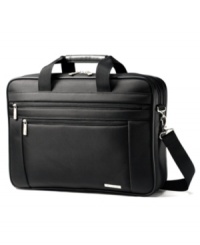 Take on last-minute travel! You'll always be prepared to go with laptop in tow, protected in the fully padded compartment, and all of your accessories right at hand in the front two quick stash pockets. The fully-lined and embossed interior and matte nickel hardware add a sophisticated accent. 3-year warranty. Take on last-minute travel! You'll always be prepared to go with laptop in tow, protected in the fully padded compartment, and all of your accessories right at hand in the front two quick stash pockets. The fully-lined and embossed interior and matte nickel hardware add a sophisticated accent. 3-year warranty.