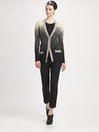 Goldtone buttons and an alluring degradé pattern define this wool/blend silhouette.V necklineButton frontLong sleevesSide pocketsAbout 27 from shoulder to hem75% wool/25% polyesterDry cleanMade in ItalyModel shown is 5'10½ (179cm) wearing US size Small. Goldtone buttons and an alluring degradé pattern define this wool/blend silhouette.V necklineButton frontLong sleevesSide pocketsAbout 27 from shoulder to hem75% wool/25% polyesterDry cleanMade in ItalyModel shown is 5'10½ (179cm) wearing US size Small.