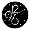 DecoMates Non-Ticking Silent Wall Clock with Built-In Thermometer (Fahrenheit) / Hygrometer - Sharp Shimmer Multiplex (Black)