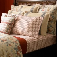 Lauren by Ralph Lauren Bedding Lake House Red & Cream Tattersal Plaid 4-pc Sheet Set; KING Lauren by Ralph Lauren Bedding Lake House Red & Cream Tattersal Plaid 4-pc Sheet Set; KING