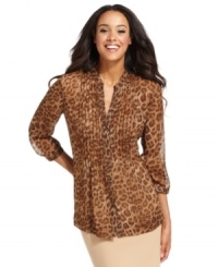 Venture into the wild in Charter Club's lightweight tunic, featuring a cheetah print on slightly sheer fabric. Pair it with a slim pencil skirt for a perfectly modern ensemble. Venture into the wild in Charter Club's lightweight tunic, featuring a cheetah print on slightly sheer fabric. Pair it with a slim pencil skirt for a perfectly modern ensemble.