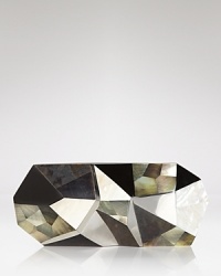 Steel and resin make a strong, faceted statement on this Rafe New York metallic clutch, which is secured by a magnetic closure. It shines this soiree season. Steel and resin make a strong, faceted statement on this Rafe New York metallic clutch, which is secured by a magnetic closure. It shines this soiree season.