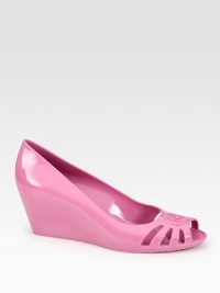 Slip-on wedge with a cutout front that boasts a signature logo. Self-covered wedge, 2½ (65mm)Rubber upperLeather liningRubber solePadded insoleMade in ItalyOUR FIT MODEL RECOMMENDS ordering true size. Slip-on wedge with a cutout front that boasts a signature logo. Self-covered wedge, 2½ (65mm)Rubber upperLeather liningRubber solePadded insoleMade in ItalyOUR FIT MODEL RECOMMENDS ordering true size.