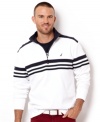 This quarter-zip pullover from Nautica is a strong asset for your tansitional wardrobe.