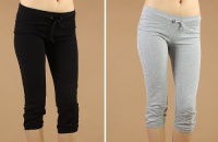 Cotton Poly Yoga Legging Capri Sausage Pants with Drawstring, Junior Sizes S-M-L. Cotton Poly Yoga Legging Capri Sausage Pants with Drawstring, Junior Sizes S-M-L.