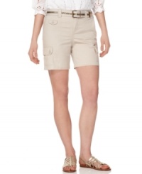 Style&co.'s petite shorts are ready for every day and anything! Cargo pockets lend utility-chic and a matching belt makes accessorizing simple. (Clearance) Style&co.'s petite shorts are ready for every day and anything! Cargo pockets lend utility-chic and a matching belt makes accessorizing simple. (Clearance)
