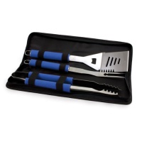 Picnic Time Metro 3-Piece BBQ Tool Set in Carry Case, Blue Picnic Time Metro 3-Piece BBQ Tool Set in Carry Case, Blue
