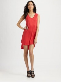 Backed by an unexpected cutout, this jersey scoopneck has a dramatic hi-low hem that can be perfectly paired with towering lace-up sandals. ScoopneckSleevelessHi-low hemCutout backAbout 30 from natural waist at front; 35 at back93% modal/7% spandexDry cleanMade in USAModel shown is 5'10 (177cm) wearing US size Small. Backed by an unexpected cutout, this jersey scoopneck has a dramatic hi-low hem that can be perfectly paired with towering lace-up sandals. ScoopneckSleevelessHi-low hemCutout backAbout 30 from natural waist at front; 35 at back93% modal/7% spandexDry cleanMade in USAModel shown is 5'10 (177cm) wearing US size Small.