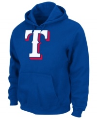 Start the wave! Get the excitement of baseball season rolling with this MLB Texas Rangers hoodie from Majestic. Start the wave! Get the excitement of baseball season rolling with this MLB Texas Rangers hoodie from Majestic.