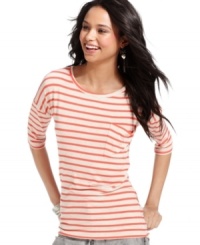 Must-have alert! Classic stripes lend cool energy to this super-comfy top from Pink Rose. (Clearance) Must-have alert! Classic stripes lend cool energy to this super-comfy top from Pink Rose. (Clearance)