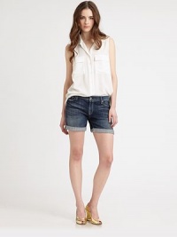 Soft open-weave denim in a slouchy, hip-slung roll-up cut.THE FITSits at hipRise, about 7Inseam, about 5½THE DETAILSWhiskering and distressed detailsZip flyFive-pocket style98% cotton/2% spandexMachine washMade in USA of imported fabricModel shown is 5'9½ (176cm) wearing US size 4. Soft open-weave denim in a slouchy, hip-slung roll-up cut.THE FITSits at hipRise, about 7Inseam, about 5½THE DETAILSWhiskering and distressed detailsZip flyFive-pocket style98% cotton/2% spandexMachine washMade in USA of imported fabricModel shown is 5'9½ (176cm) wearing US size 4.