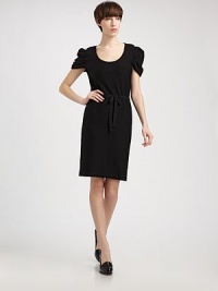 A soft, textural knit and prettily gathered puffed sleeves add dimension to this perfect day-to-night design.ScoopneckSlit shouldersPuffed short sleevesDrawstring waist with front tieAbout 22 from natural waistCottonDry cleanMade in Italy of imported fabricModel shown is 5'10 (177cm) wearing US size 4. A soft, textural knit and prettily gathered puffed sleeves add dimension to this perfect day-to-night design.ScoopneckSlit shouldersPuffed short sleevesDrawstring waist with front tieAbout 22 from natural waistCottonDry cleanMade in Italy of imported fabricModel shown is 5'10 (177cm) wearing US size 4.